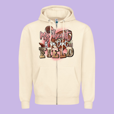 My Heart Is On That Field Zipper Hoodie Designed By Fadigitalartstudio