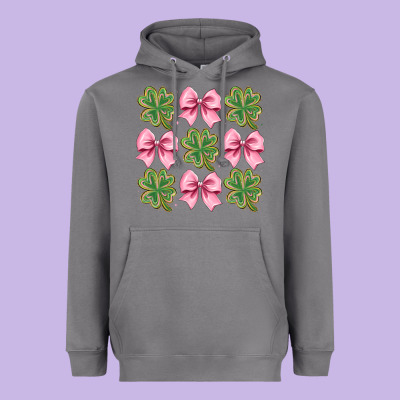 Clover Bow Heavyweight Hoodie Designed By Cowhidedigitalart