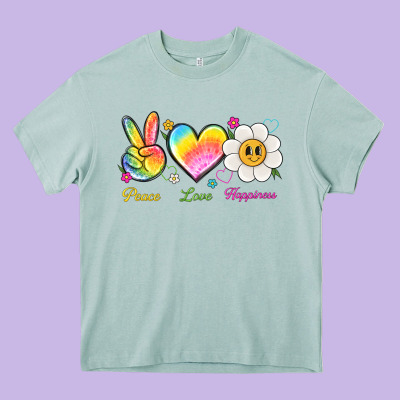 Peace Love Happiness Heavy Core Tee Designed By Nancycooperartshop