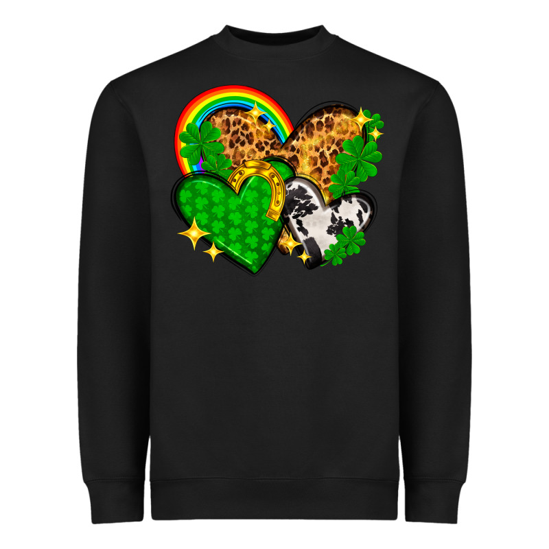 St. Patrick's Day Hearts With Leopard Heavyweight Sweatshirt by HowdyJamesFarm | Teevron
