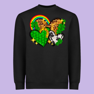 St. Patrick's Day Hearts With Leopard Heavyweight Sweatshirt Designed By Howdyjamesfarm