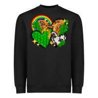 Black St. Patrick's Day hearts with leopard Heavyweight Sweatshirt - HowdyJamesFarm