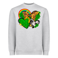 Heather Grey St. Patrick's Day hearts with leopard Heavyweight Sweatshirt - HowdyJamesFarm