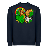 Navy St. Patrick's Day hearts with leopard Heavyweight Sweatshirt - HowdyJamesFarm