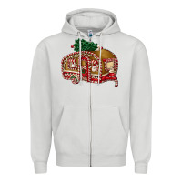 Dove Grey caravan gingerbread Zipper Hoodie - FaDigitalArtStudio