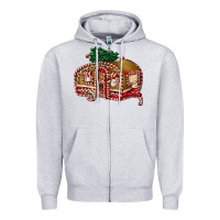 Heather Grey caravan gingerbread Zipper Hoodie - FaDigitalArtStudio