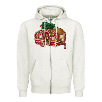 Oatmeal Heather caravan gingerbread Zipper Hoodie - FaDigitalArtStudio
