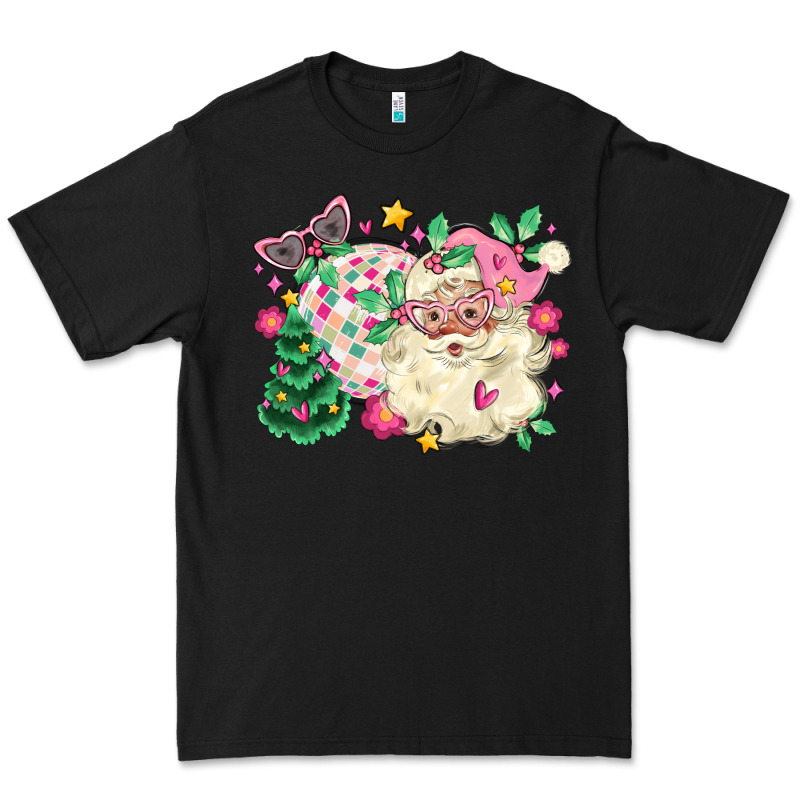 Pink Santa And Disco Ball With Christmas Tree Premium Tee by MaliasSmallBusiness | Teevron