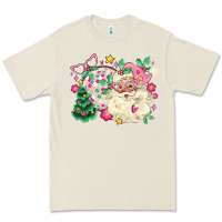 Bone pink santa and disco ball with christmas tree Premium Tee - MaliasSmallBusiness