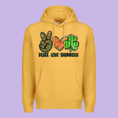 Peace Love Shamrock Premium Hoodie Designed By Fadigitalartstudio