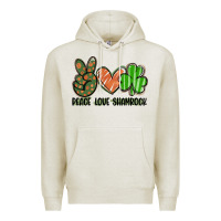 Oatmeal Heather peace love shamrock Premium Hoodie - FaDigitalArtStudio