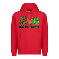 Red peace love shamrock Premium Hoodie - FaDigitalArtStudio