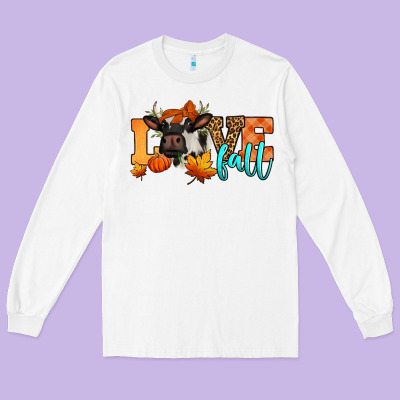 Love Fall Holstein Cow Long Sleeve Tee Designed By Jasminsmagicworld