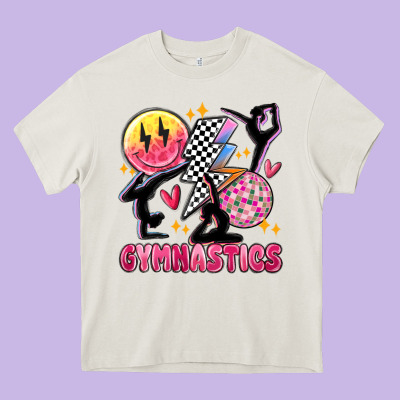 Retro Gymnastics Heavy Core Tee Designed By Maliassmallbusiness