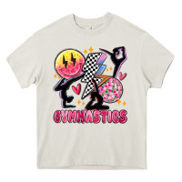 Cream retro gymnastics Heavy Core Tee - MaliasSmallBusiness