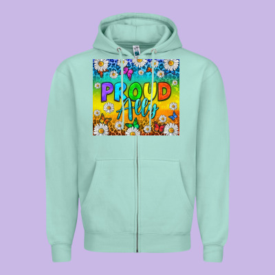 Lgbtq+ Proud Ally With Daisy Tumbler Zipper Hoodie Designed By Bundleandbundleshop