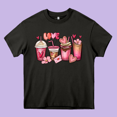 Valentines Day Coffee Cups Heavy Core Tee Designed By Maliassmallbusiness