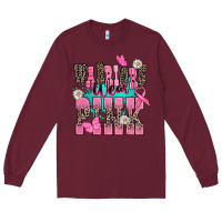 Burgundy Warriors wear pink Cancer Awareness Long Sleeve Tee - HowdyJamesFarm