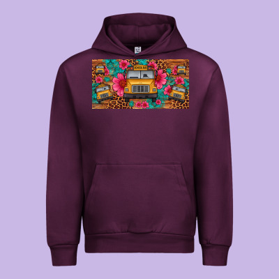 School Bus Leopard Gemstone License Plate Urban Hoodie Designed By Artiststas