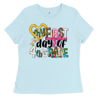 Baby Blue my first day of 4th grade Ladies Tee - NancyCooperArtShop