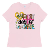 Bubblegum Pink my first day of 4th grade Ladies Tee - NancyCooperArtShop