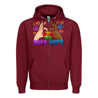 Burgundy LGBTQ+ You Are Safe Here Zipper Hoodie - BundleAndBundleShop