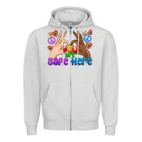 Dove Grey LGBTQ+ You Are Safe Here Zipper Hoodie - BundleAndBundleShop