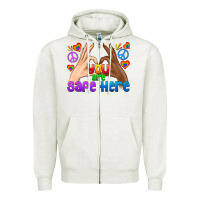 Oatmeal Heather LGBTQ+ You Are Safe Here Zipper Hoodie - BundleAndBundleShop