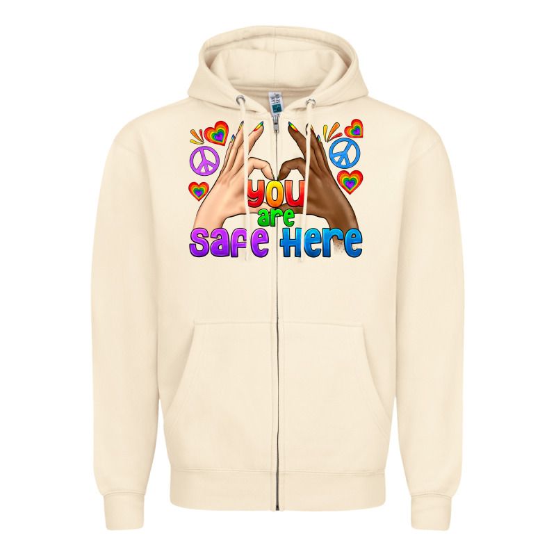 Lgbtq+ You Are Safe Here Zipper Hoodie by BundleAndBundleShop | Teevron
