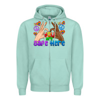 Seafoam LGBTQ+ You Are Safe Here Zipper Hoodie - BundleAndBundleShop