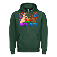 Sports Green LGBTQ+ You Are Safe Here Zipper Hoodie - BundleAndBundleShop