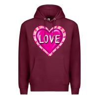 Burgundy valentine's day hearts Premium Hoodie - FaDigitalArtStudio