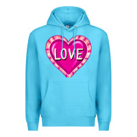 Ocean Blue valentine's day hearts Premium Hoodie - FaDigitalArtStudio