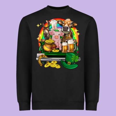 St. Patrick's Day Farm Animals On Truck Heavyweight Sweatshirt Designed By Howdyjamesfarm