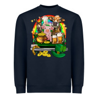 Navy St. Patrick's Day farm animals on truck Heavyweight Sweatshirt - HowdyJamesFarm