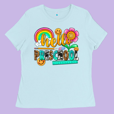 Hello Preschool Ladies Tee Designed By Nancycooperartshop