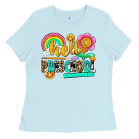 Baby Blue hello preschool Ladies Tee - NancyCooperArtShop