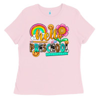 Bubblegum Pink hello preschool Ladies Tee - NancyCooperArtShop