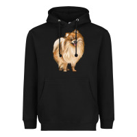 Black Pomeranian Dog Illustrations Heavyweight Hoodie - LillyAllenDesigns