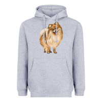 Heather Grey Pomeranian Dog Illustrations Heavyweight Hoodie - LillyAllenDesigns