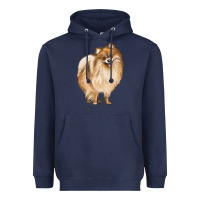 Navy Pomeranian Dog Illustrations Heavyweight Hoodie - LillyAllenDesigns