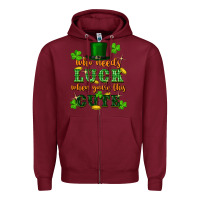 Burgundy who needs luck when you're this cute Zipper Hoodie - FaDigitalArtStudio