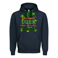 Navy who needs luck when you're this cute Zipper Hoodie - FaDigitalArtStudio