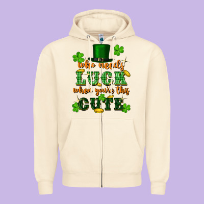 Who Needs Luck When You're This Cute Zipper Hoodie Designed By Fadigitalartstudio