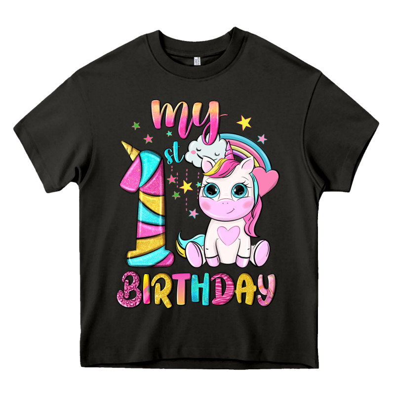 My 1 St Birthday With Little Cute Unicorn Heavy Core Tee by NancyCooperArtShop | Teevron