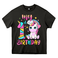 Asphalt my 1 st birthday with little cute unicorn Heavy Core Tee - NancyCooperArtShop
