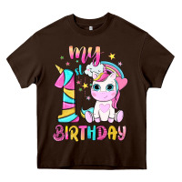 Chocolate Brown my 1 st birthday with little cute unicorn Heavy Core Tee - NancyCooperArtShop