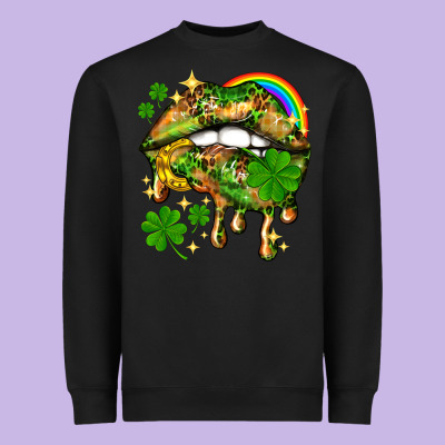 St. Patrick's Day Lips Heavyweight Sweatshirt Designed By Howdyjamesfarm