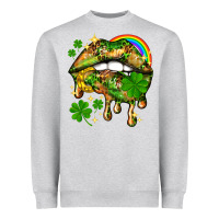 Heather Grey St. Patrick's Day lips Heavyweight Sweatshirt - HowdyJamesFarm