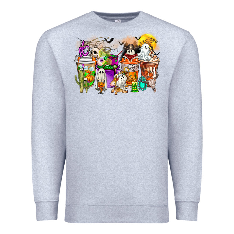 Halloween Western Boo Coffee Cups Premium Sweatshirt by CowhideDigitalArt | Teevron